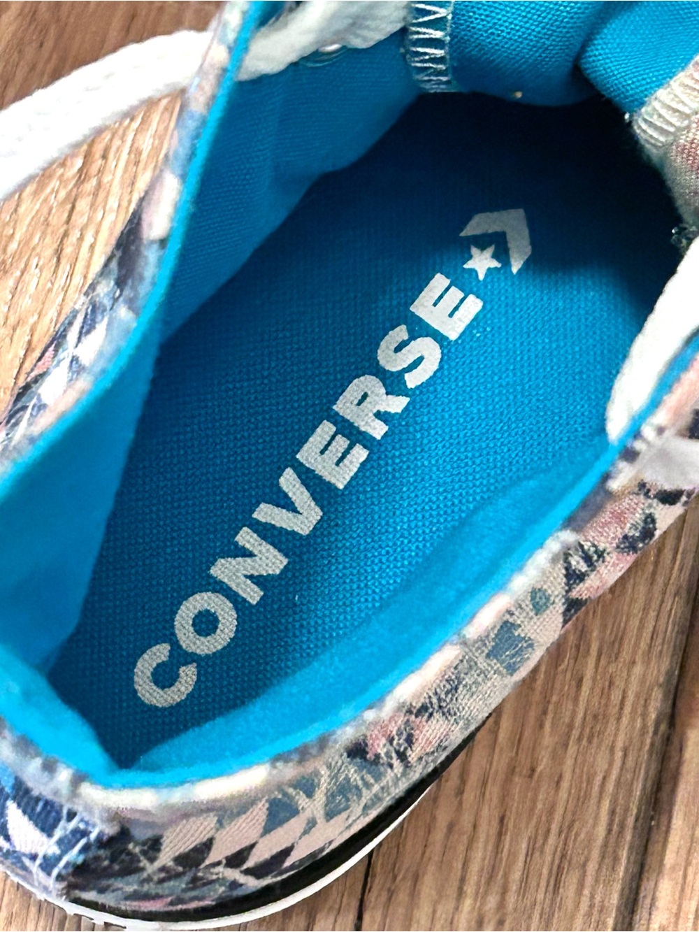 Converse Chuck Taylor High Top Sneakers  Geometric Faded Cream Teal Pink W Sz 5 - Picture 7 of 16